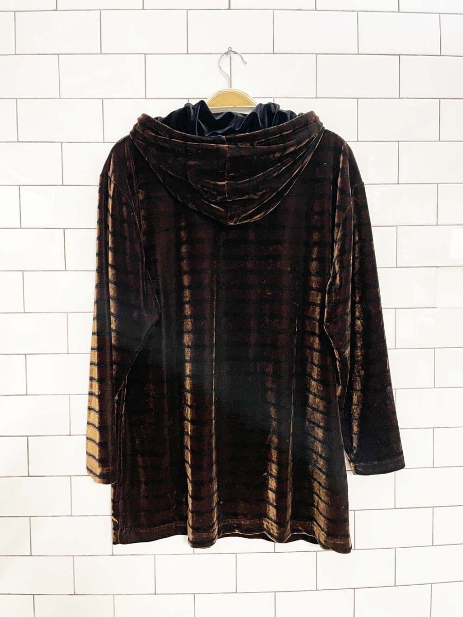 vintage 00s jones new york velour stripe relaxed hoodie - good market thrift store