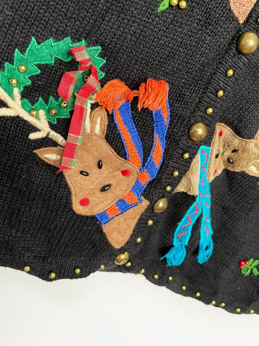 vintage 00s joyful reindeer knit vest | designers originals studio - good market thrift store