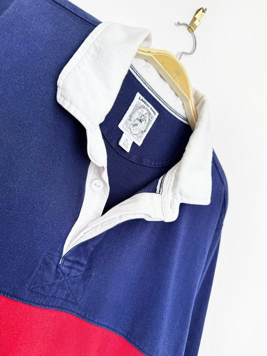 vintage 00s lands end rugby colour block long sleeve shirt - good market thrift store