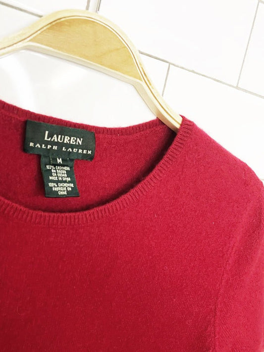 vintage 00s lauren ralph lauren 100% cashmere short sleeve knit top - good market thrift store