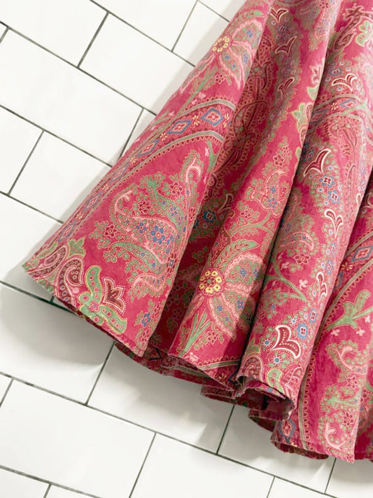 vintage 00s lauren RL 100% linen paisley midi skirt | ralph lauren - good market thrift store