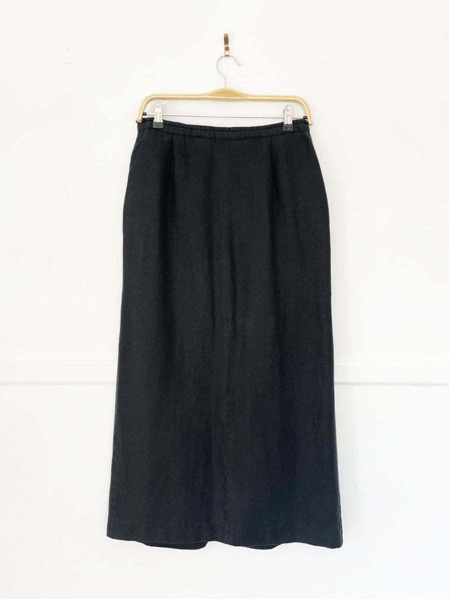 vintage 00s liz claiborne 100% linen minimal midi skirt | lizsport - good market thrift store