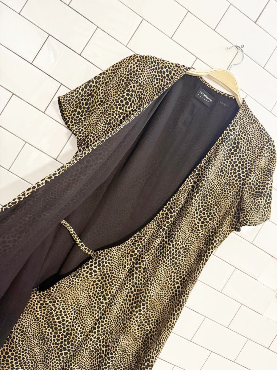 vintage 00s liz claiborne animal print mini wrap dress - good market thrift store