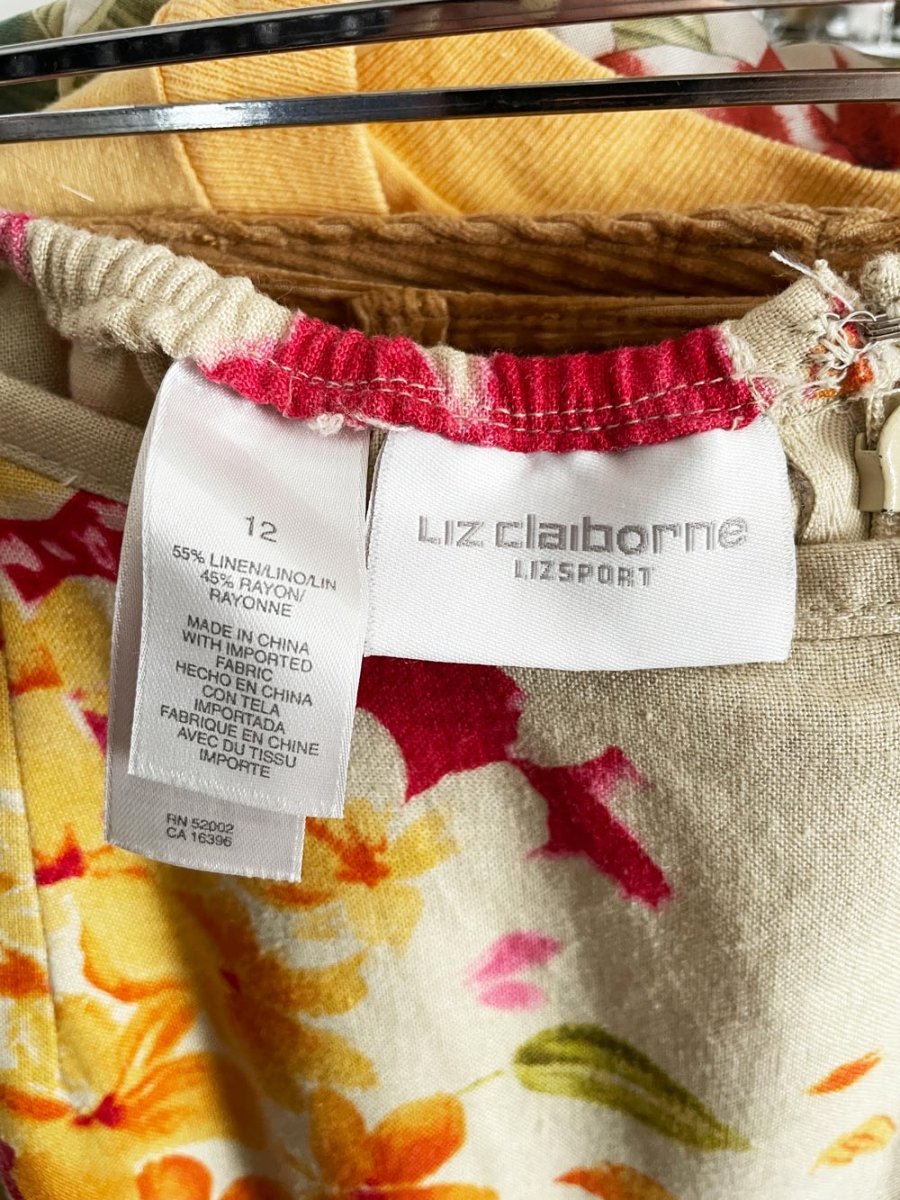 vintage 00s liz claibrone linen-blend floral midi skirt | lizsport - good market thrift store