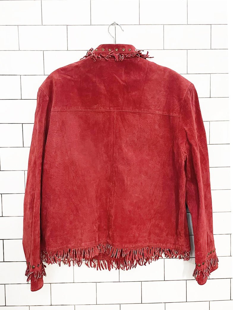 vintage 00s montanaco suede fringe studded western jacket - good market thrift store