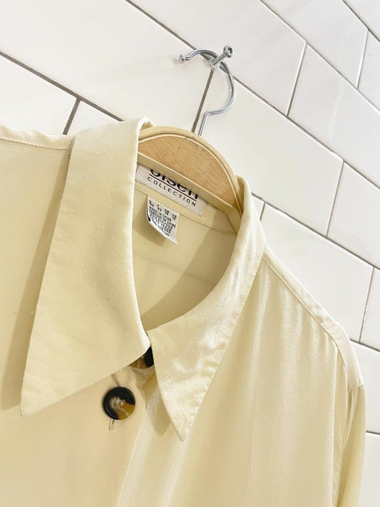 vintage 00s olsen 100% silk rolled cuff blouse - good market thrift store