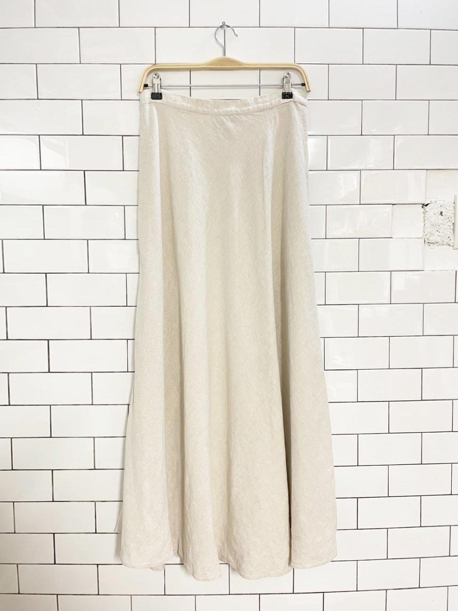 vintage 00s orvis 100% linen a - line full maxi skirt - good market thrift store