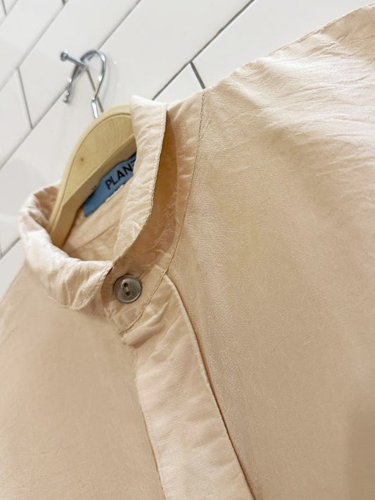 vintage 00s planet oversized sateen boxy full button blouse - good market thrift store