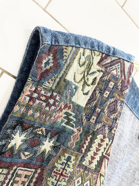 vintage 00s plus preferred woven tapestry denim vest - good market thrift store