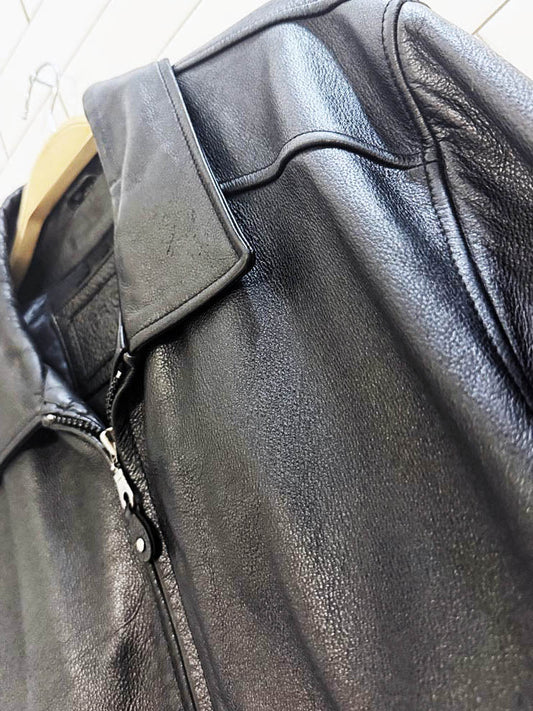 vintage 00s profilo classics leather minimal zip jacket - good market thrift store