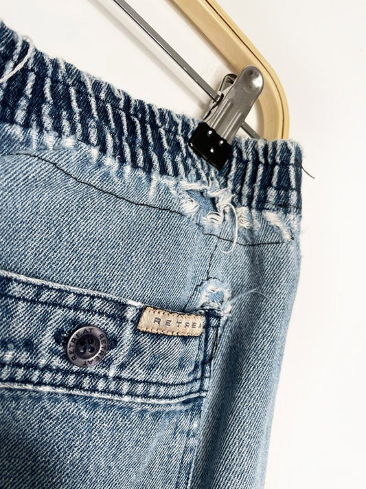 vintage 00s retreat distressed long denim tie waist shorts - good market thrift store