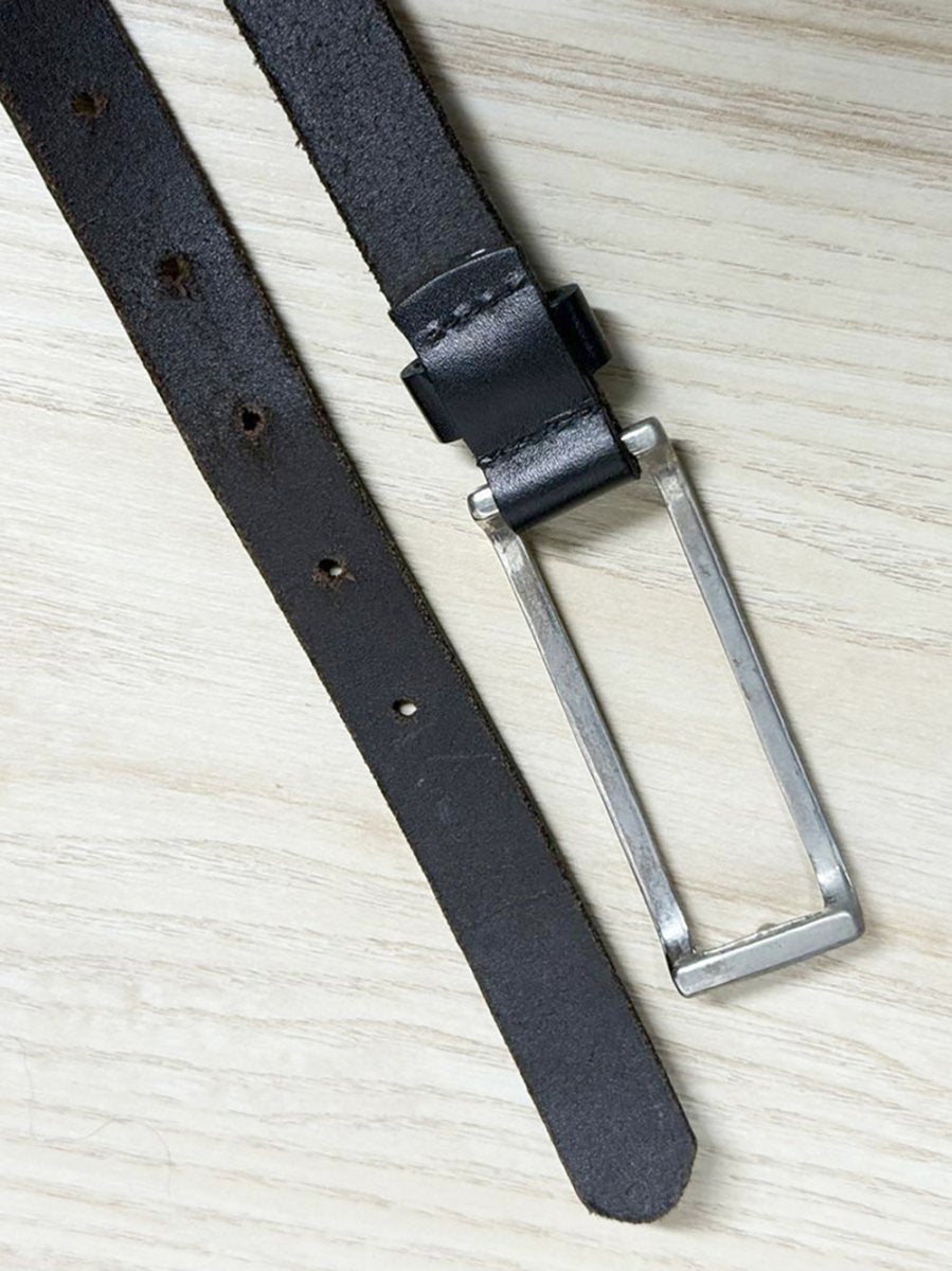 vintage 00s roots 73 leather skinny belt | made in Canada - good market thrift store