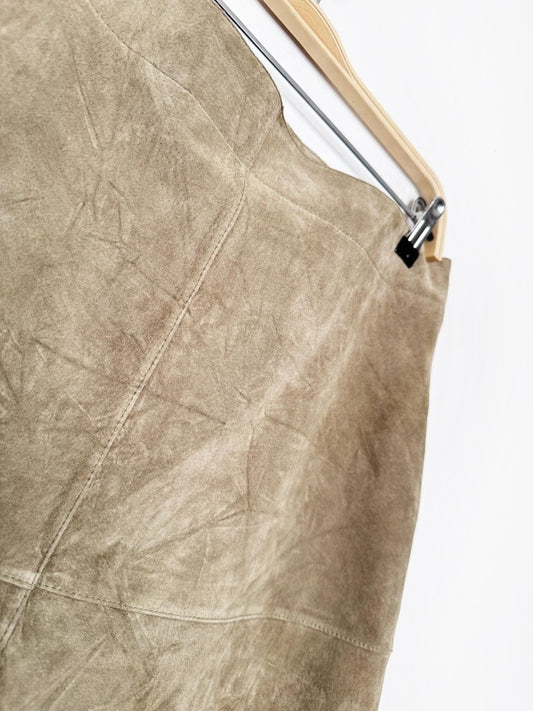 vintage 00s sigrid olsen lamb suede a-line midi skirt | leather - good market thrift store