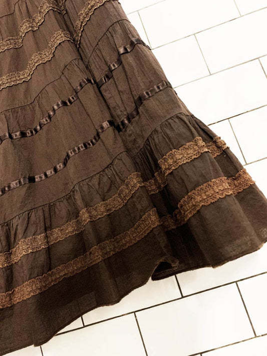vintage 00s st johns bay boho tiered lace maxi skirt - good market thrift store