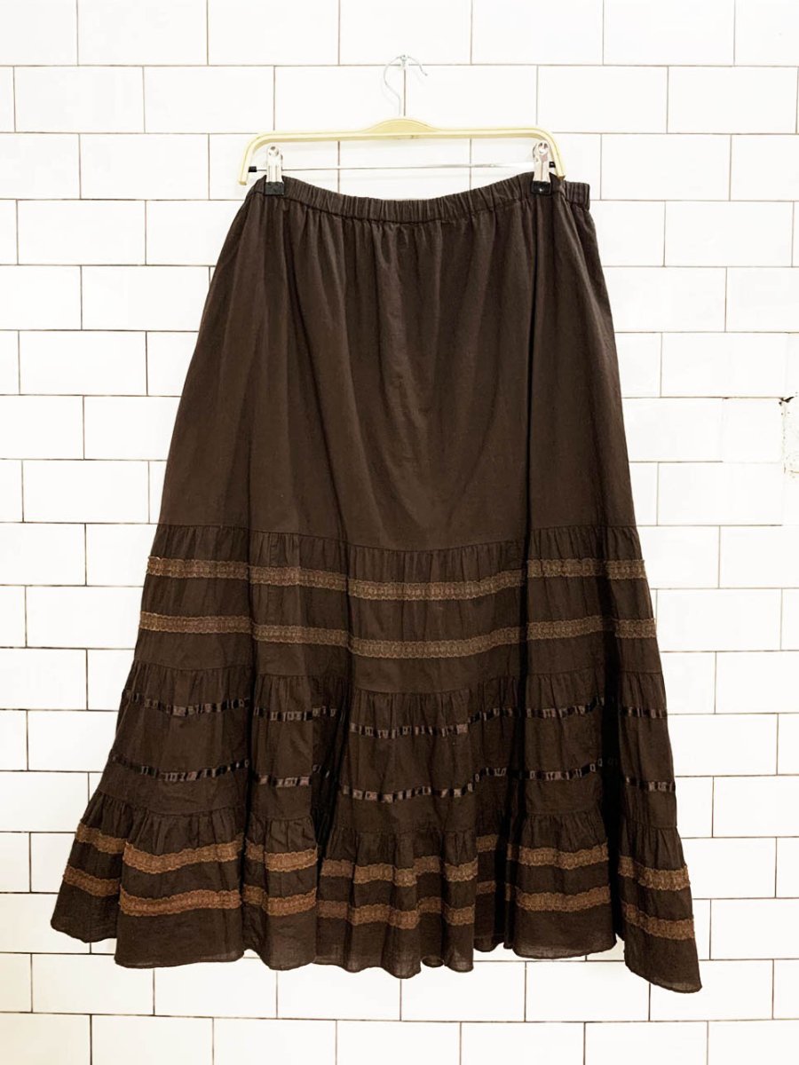 vintage 00s st johns bay boho tiered lace maxi skirt - good market thrift store