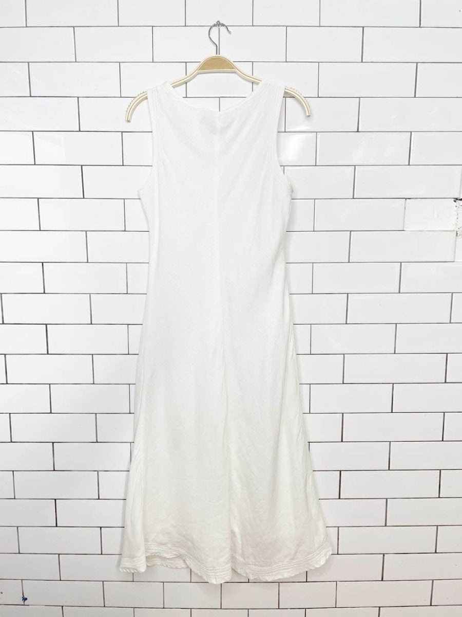 vintage 00s style & co. 100% linen minimal midi dress - good market thrift store