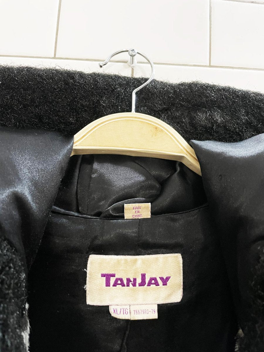 vintage 00s tanjay faux fur animal print hooded coat - good market thrift store