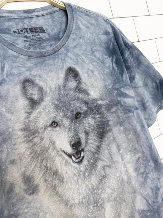 vintage 00s the mountain wolf print tie dye tee | made in USA - good market thrift store