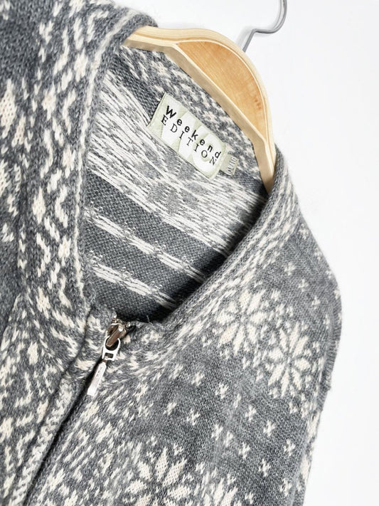 vintage 00s WE wool - blend nordic knit full zip cardigan | weekend edition - good market thrift store