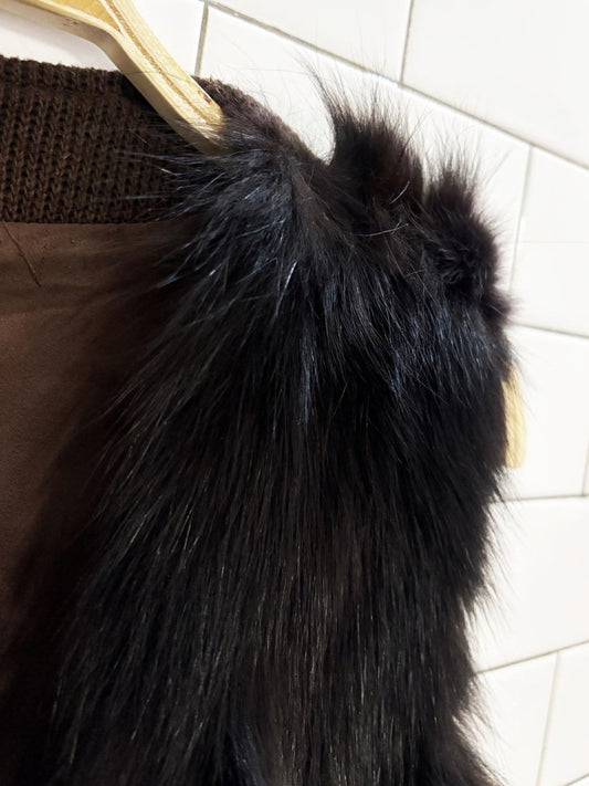 vintage 00s zard fox fur knit vest - good market thrift store