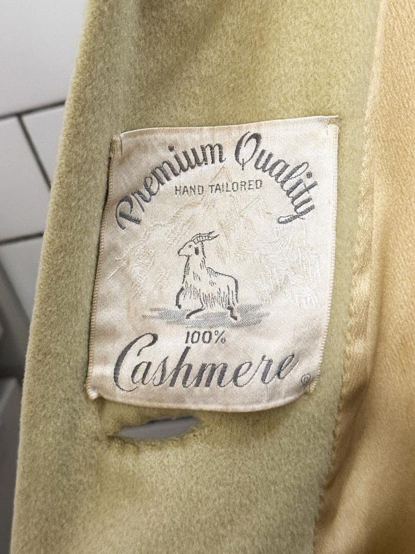 vintage 100% cashmere hand - tailored mink fur collar long coat - good market thrift store