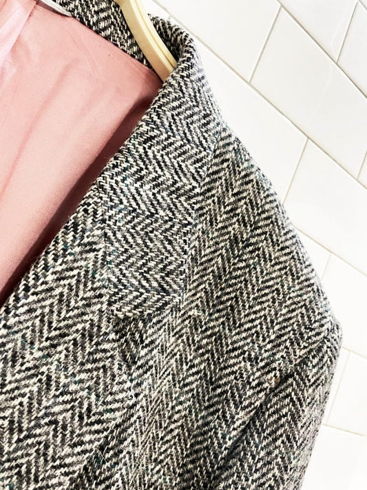 vintage 100% wool herringbone tweed menswear blazer | george richards - good market thrift store