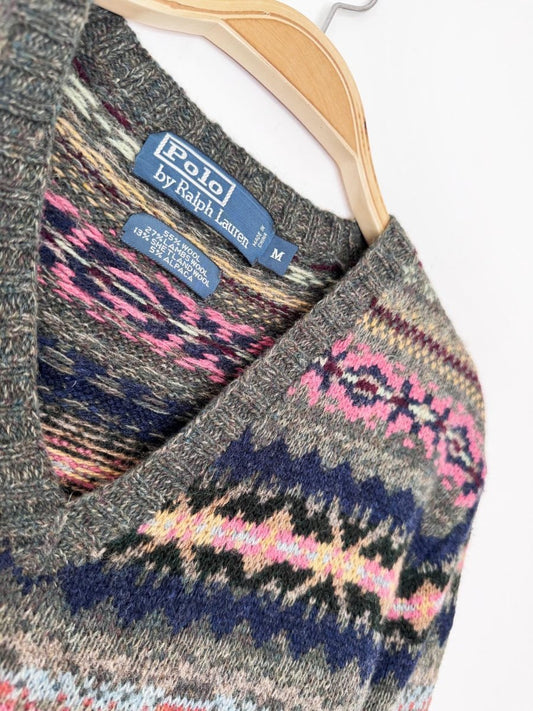vintage 2012 polo ralph lauren wool-alpaca fair isle knit sweater - good market thrift store