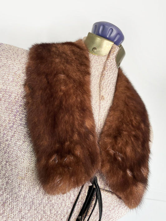 vintage 50s mink fur tie collar - good market thrift store