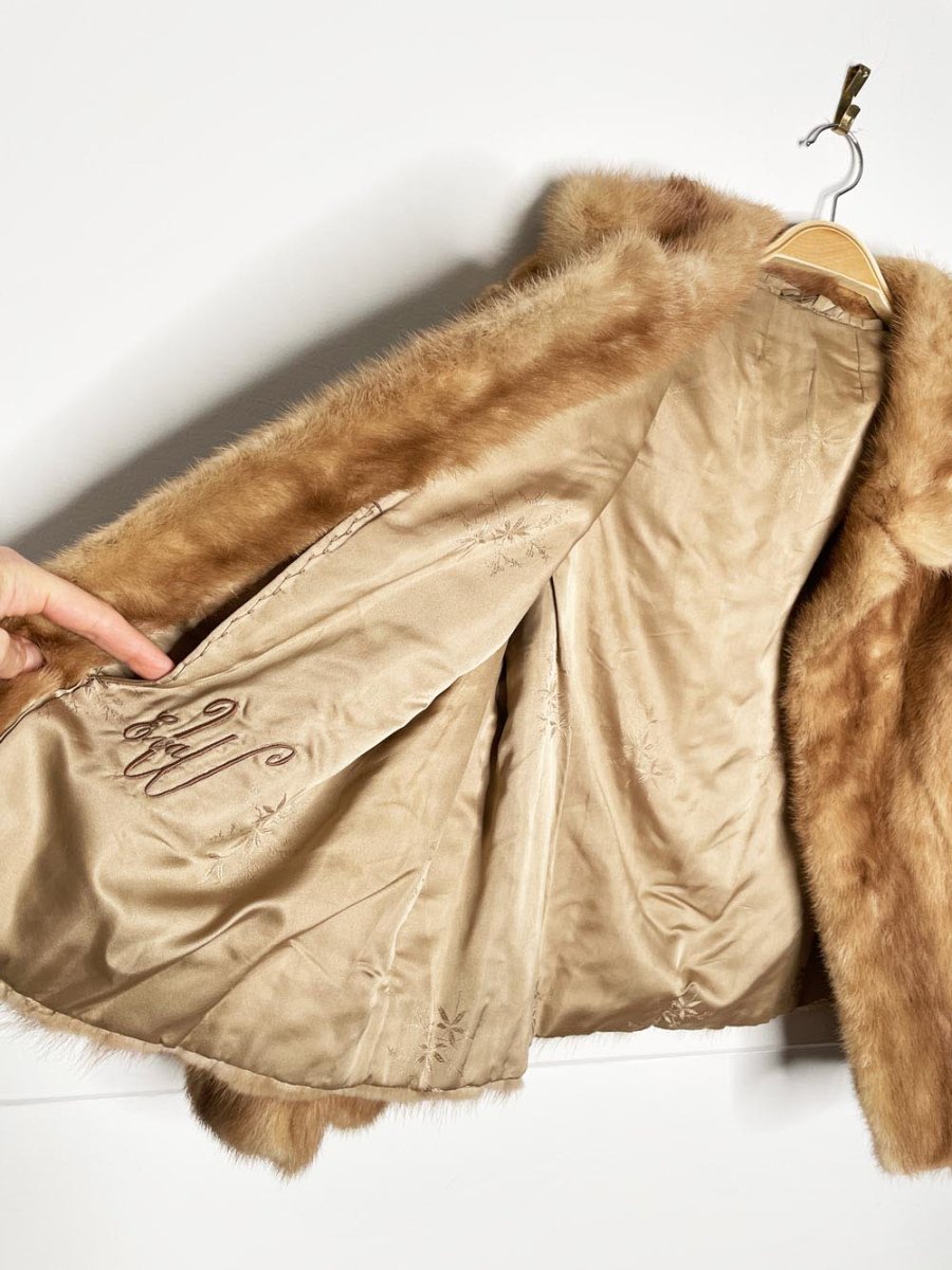 vintage 50s mink open bolero short jacket - good market thrift store