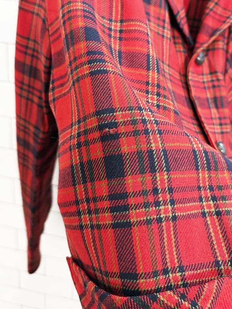 vintage 50s pendleton 100% wool tartan plaid button shirt jacket - good market thrift store
