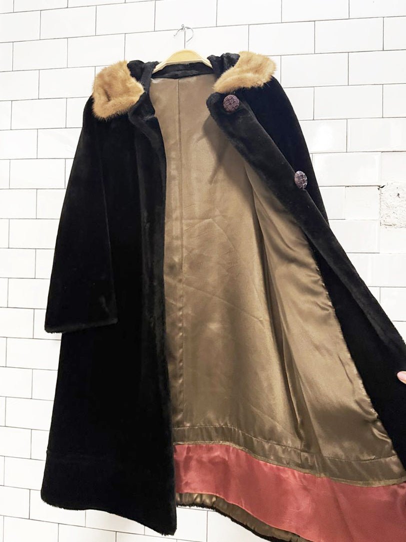 vintage 50s sealura mink collar teddy coat | irving posluns - good market thrift store