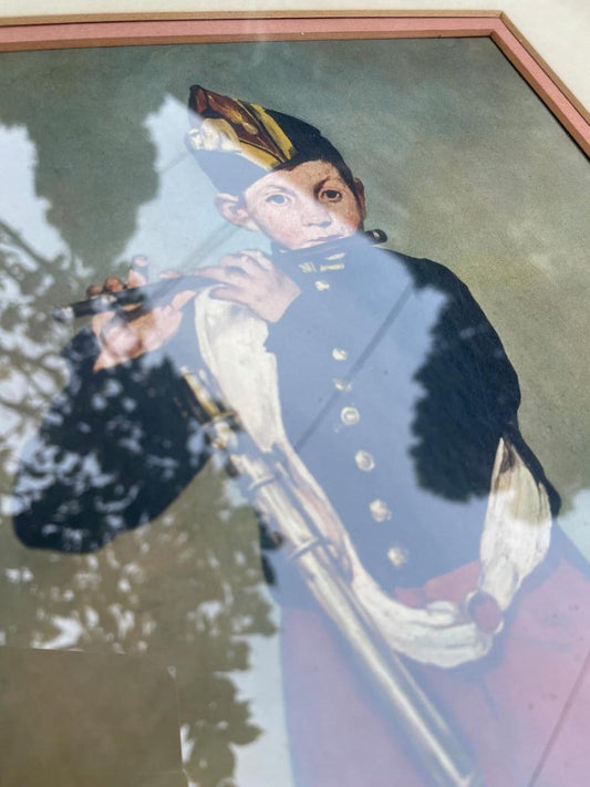 vintage 50s tableau sur toile edouard manet le joueur de fifre reprint | framed - good market thrift store
