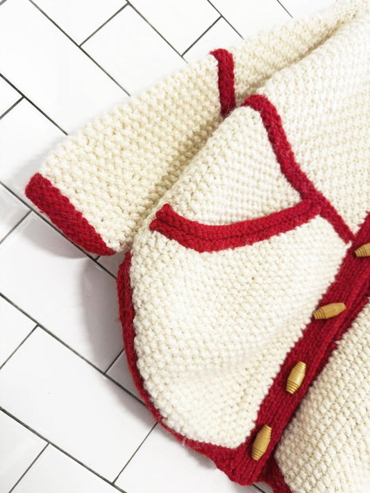 vintage 60s hand - knit toggle button chunky cardigan jacket - good market thrift store