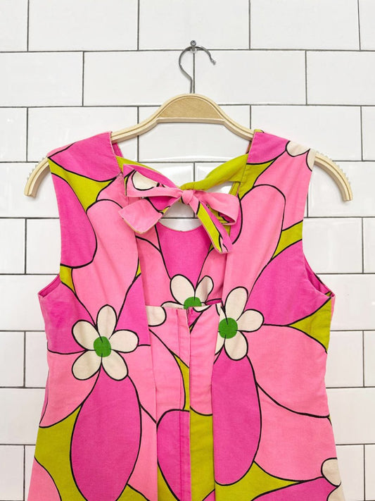 vintage 60s hoaloha flower power mod a-line maxi dress with box-pleated back - good market thrift store