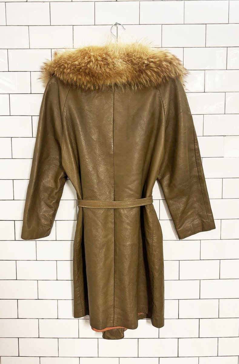 vintage 60s owens rockford fur collar leather penny lane coat - good market thrift store