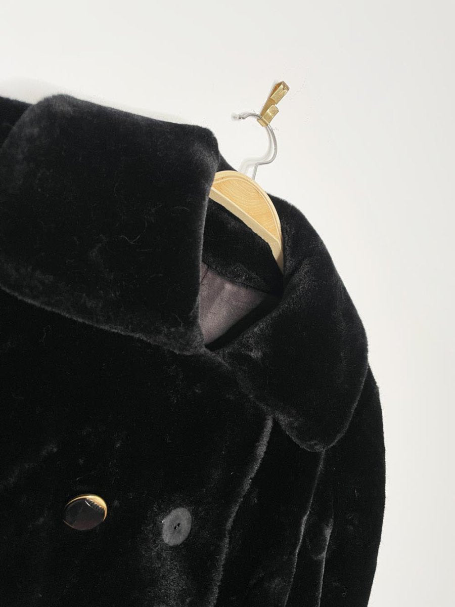 vintage 70s borgazia faux fur double breasted long teddy coat - good market thrift store