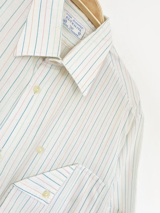 vintage 70s cornered pocket striped full button shirt - good market thrift store