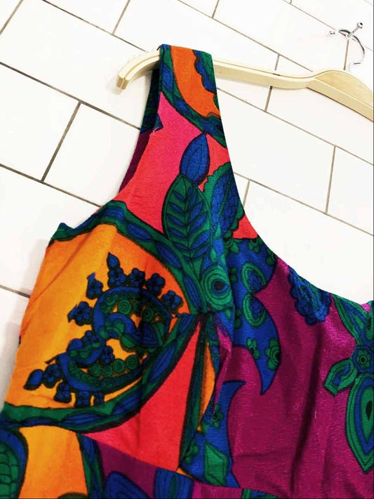 vintage 70s its apropos retro floral wide leg jumpsuit - good market thrift store
