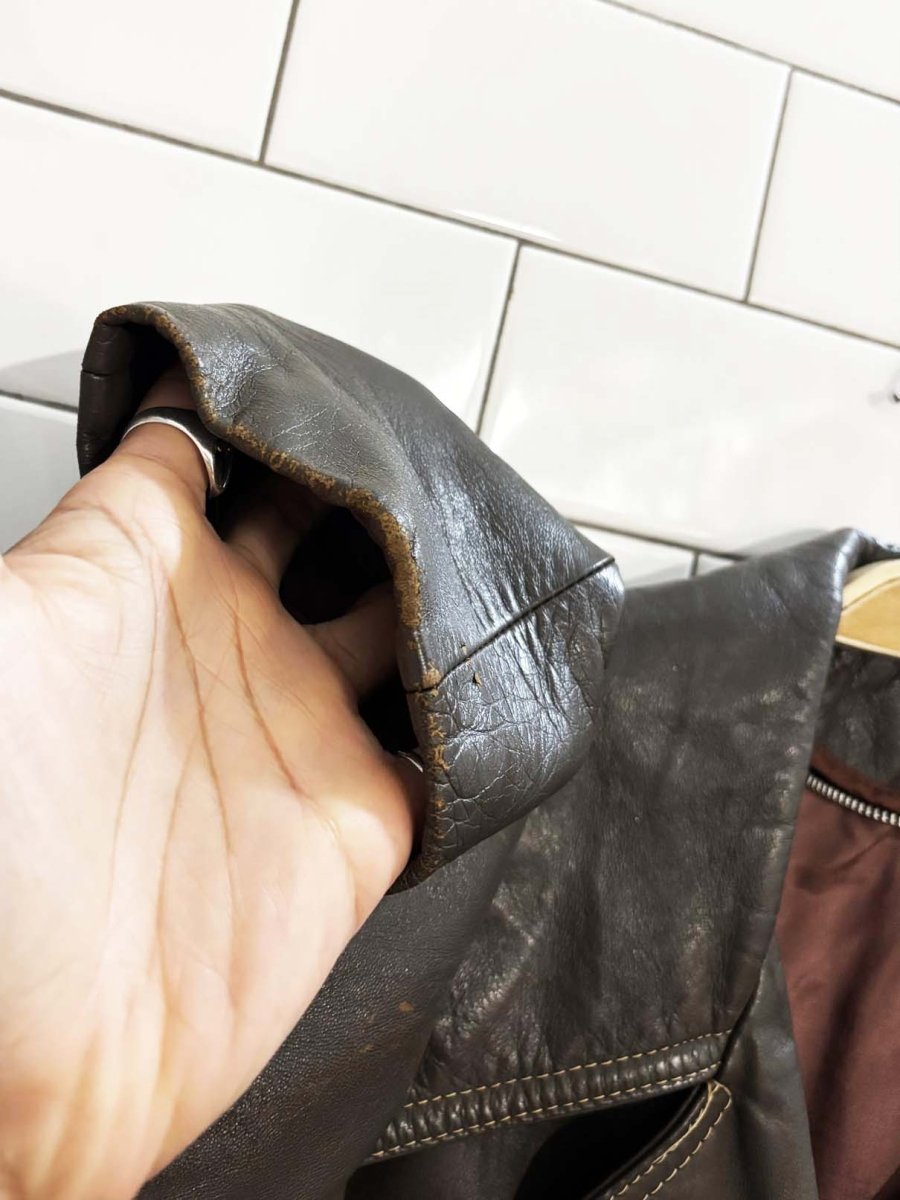 vintage 70s olympic leather western belted trench coat - good market thrift store