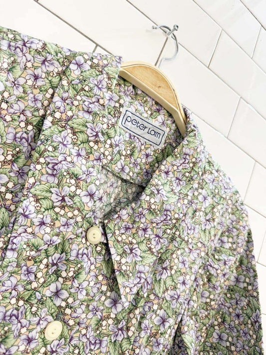 vintage 70s peter lam floral full button belted midi shirt dress | made in Canada - good market thrift store