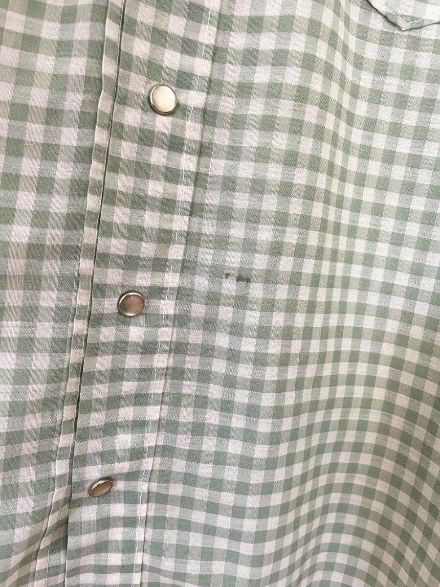 vintage 70s western plaid floral embroidery pearl snap button shirt - good market thrift store