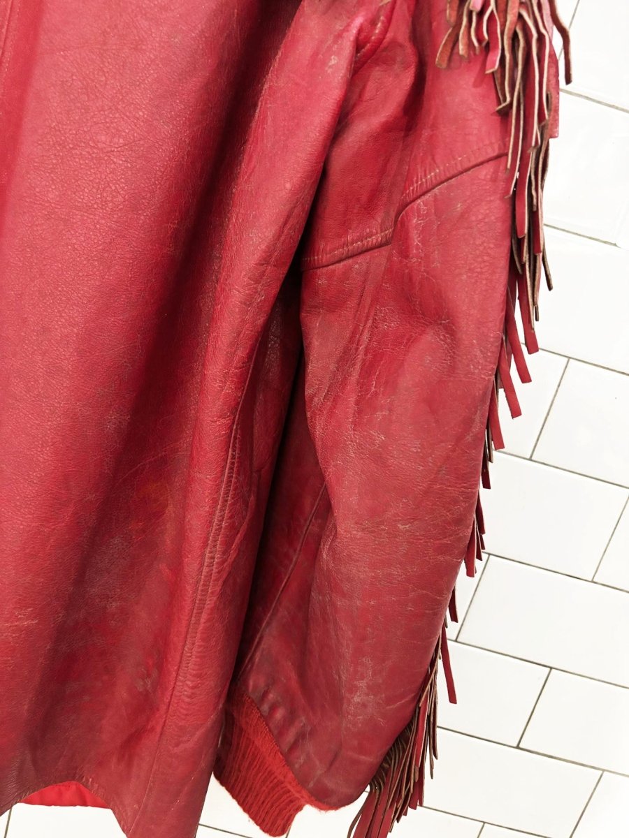 vintage 70s western tassel leather rancher jacket | made in usa | talon zipper - good market thrift store