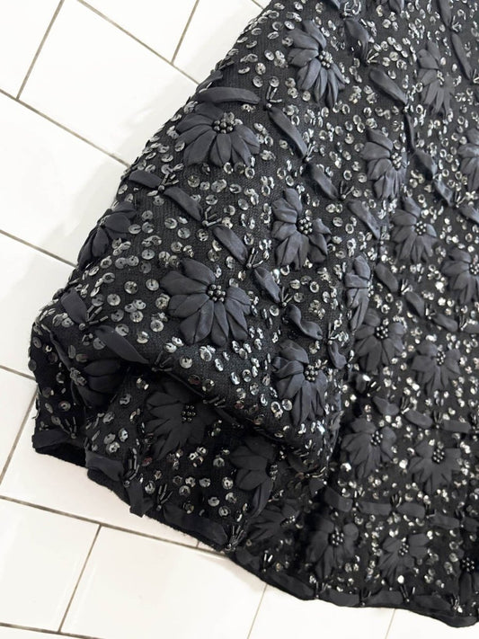 vintage 70s wool - angora floral sequin shawl - good market thrift store