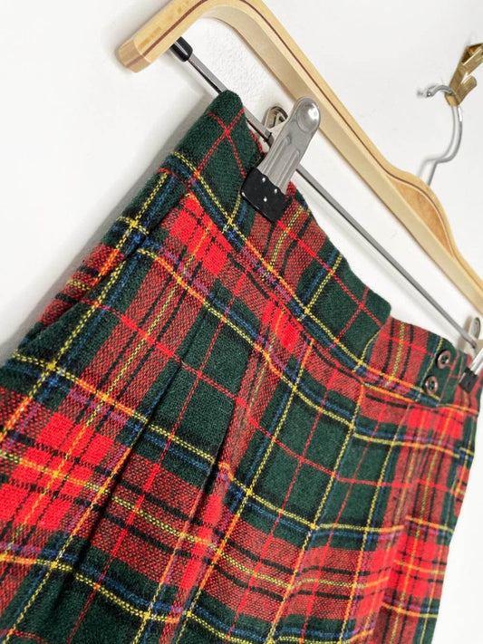 vintage 70s wool tartan pleated wide leg trousers - good market thrift store