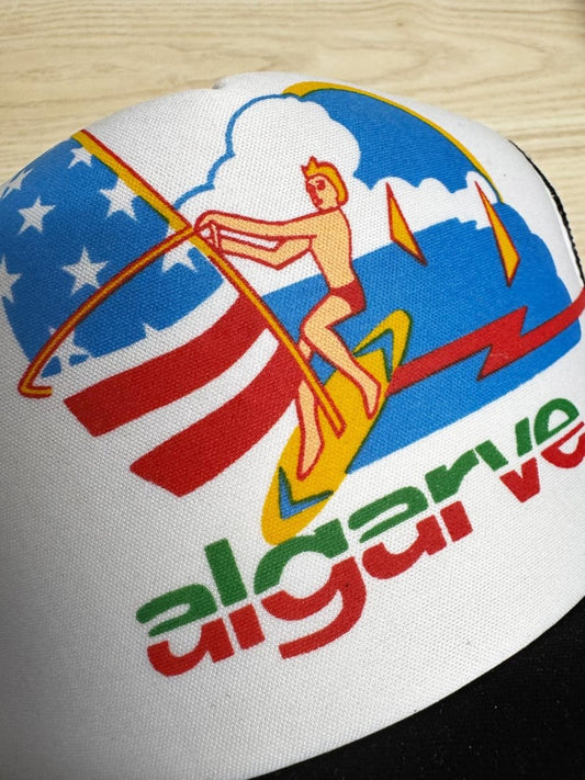 vintage 80s algarves travel mesh back trucker hat - good market thrift store