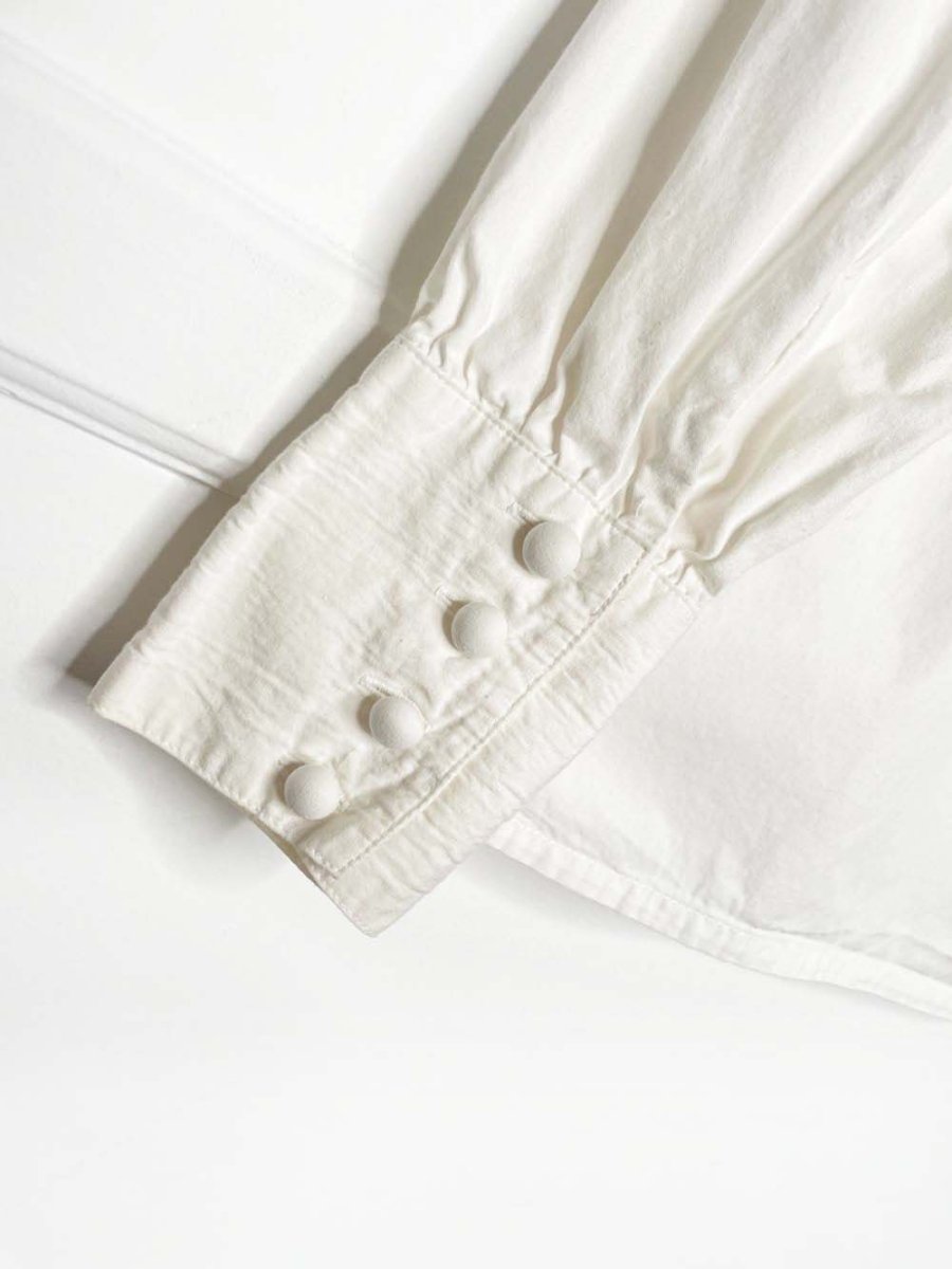 vintage 80s bianca lace jabot ruffle full button shirt - good market thrift store