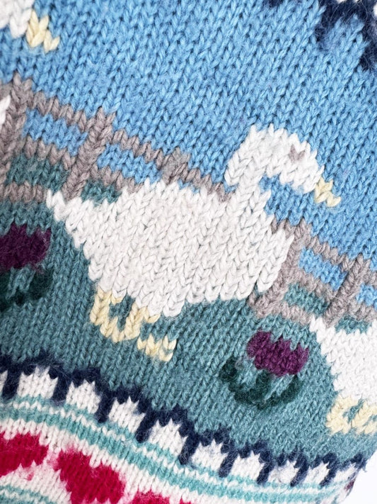 vintage 80s bryn connelly wool-blend country geese knit sweater - good market thrift store