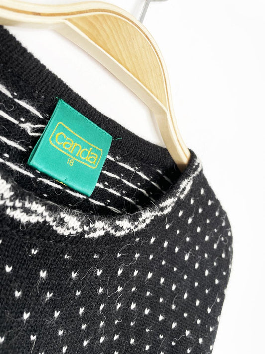 vintage 80s canda fair isle hem knit sweater - good market thrift store