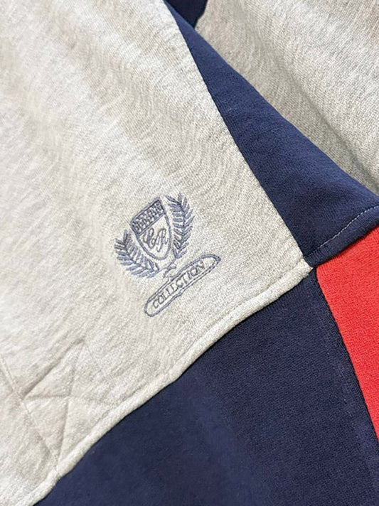 vintage 80s christopher rand half button colour block collared sweatshirt - good market thrift store