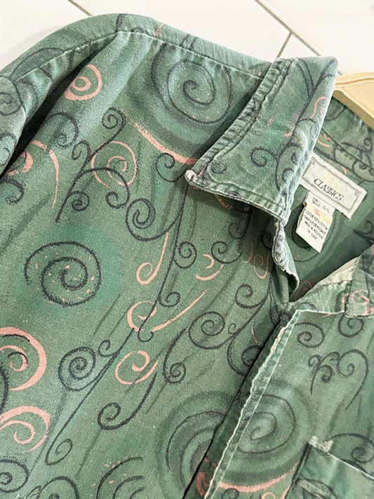 vintage 80s classics swirl full button shirt - good market thrift store